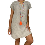 Vestido Curto Casual de Linho Sílvia
