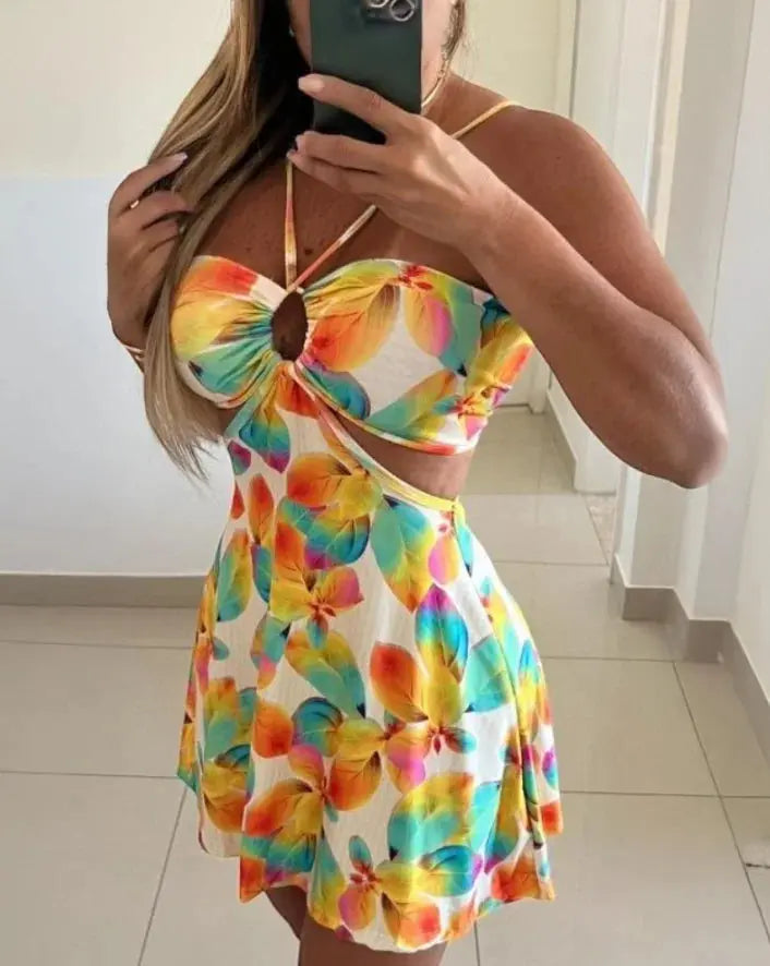 Vestido Curto Estampado Floral