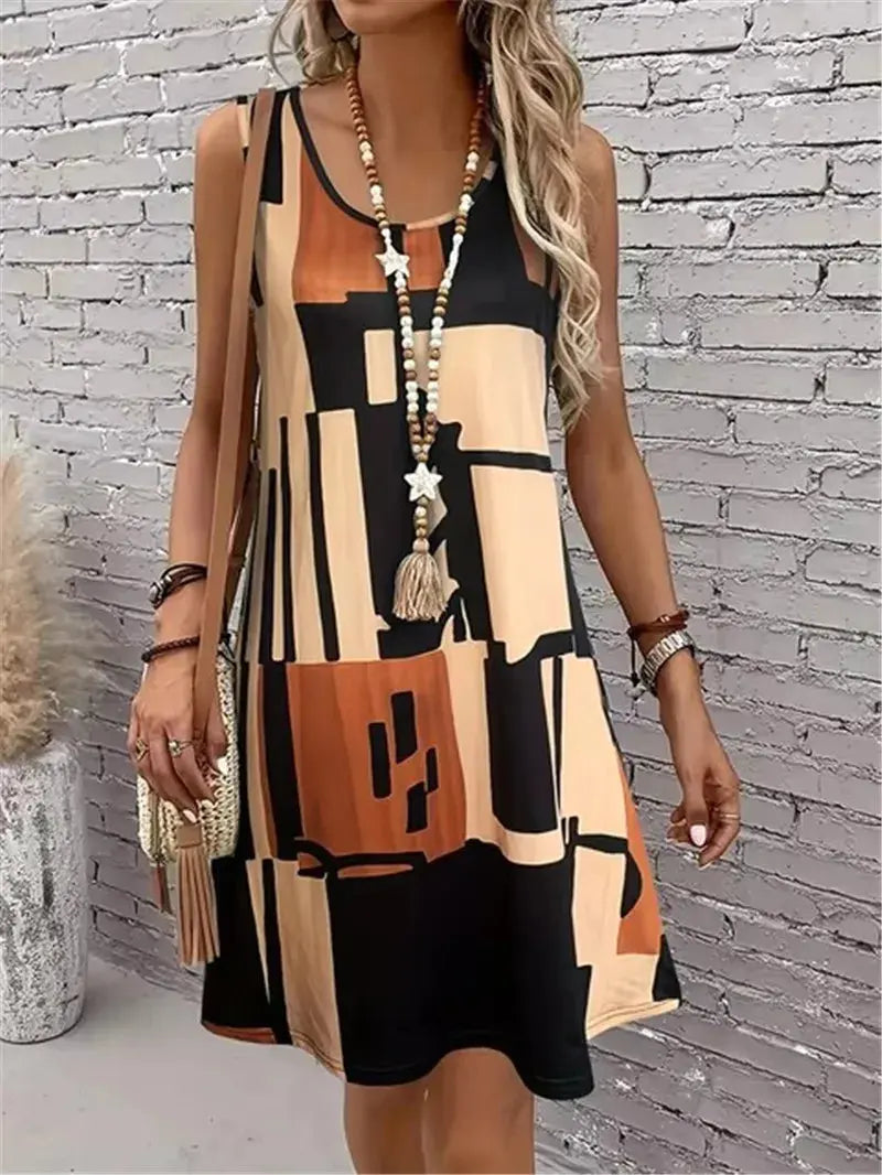 Vestido Curto Estampado Xadrez Moderno Elisa