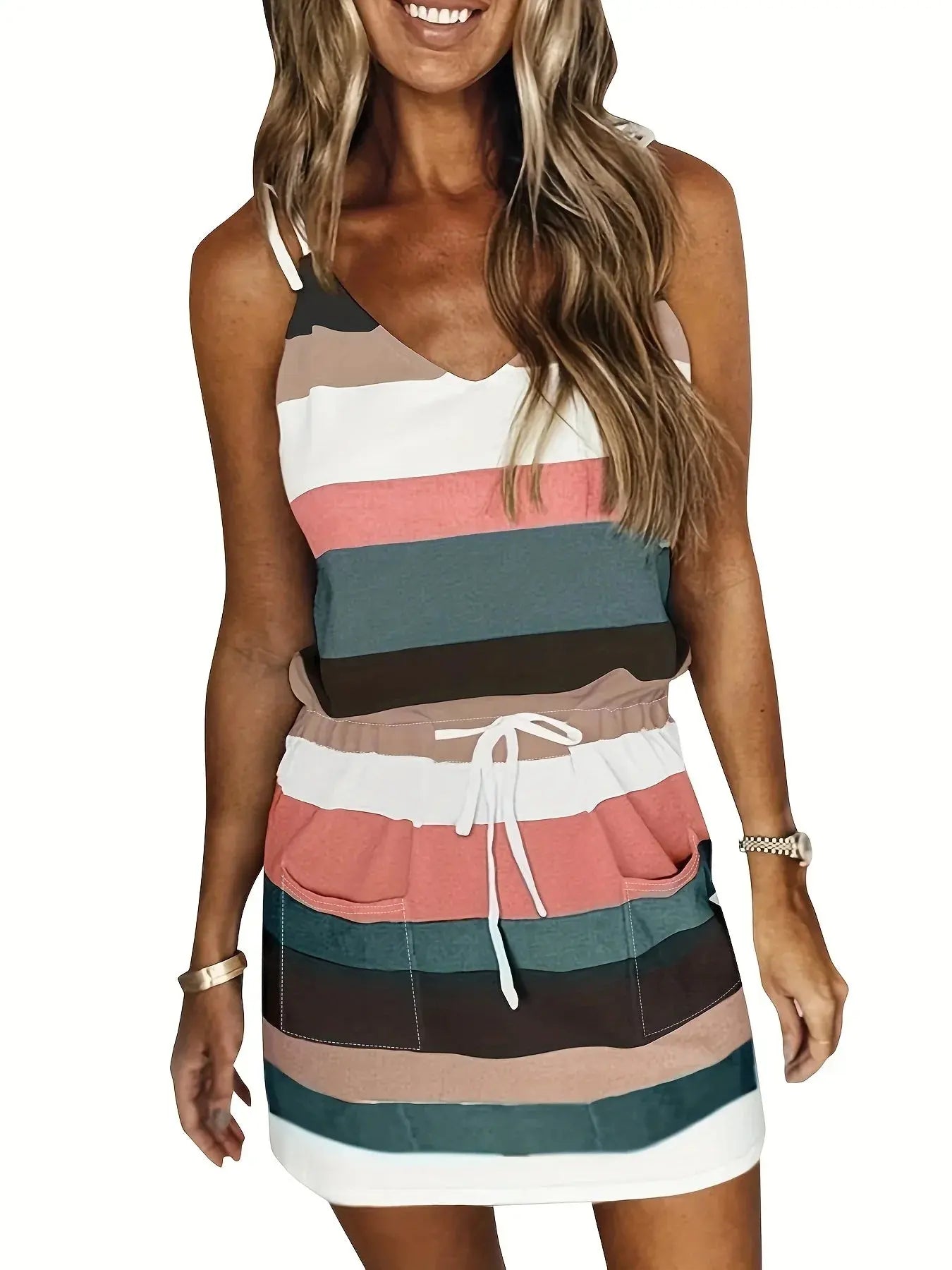Vestido Curto com Estampa Listrada