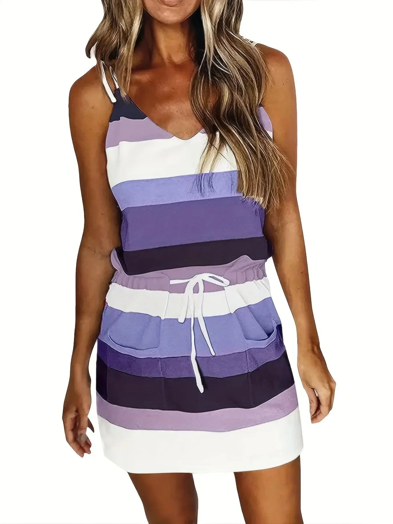 Vestido Curto com Estampa Listrada