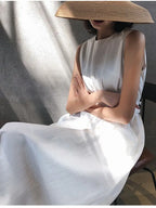 Vestido Elegante Chiffon com Gola em O Sem Manga - Ana Alice