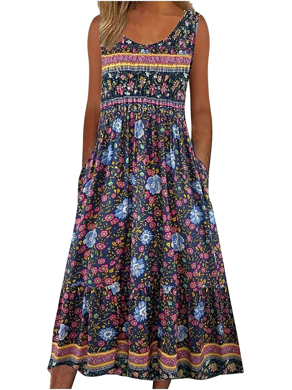 Vestido Estampado com Bolsos Dafne