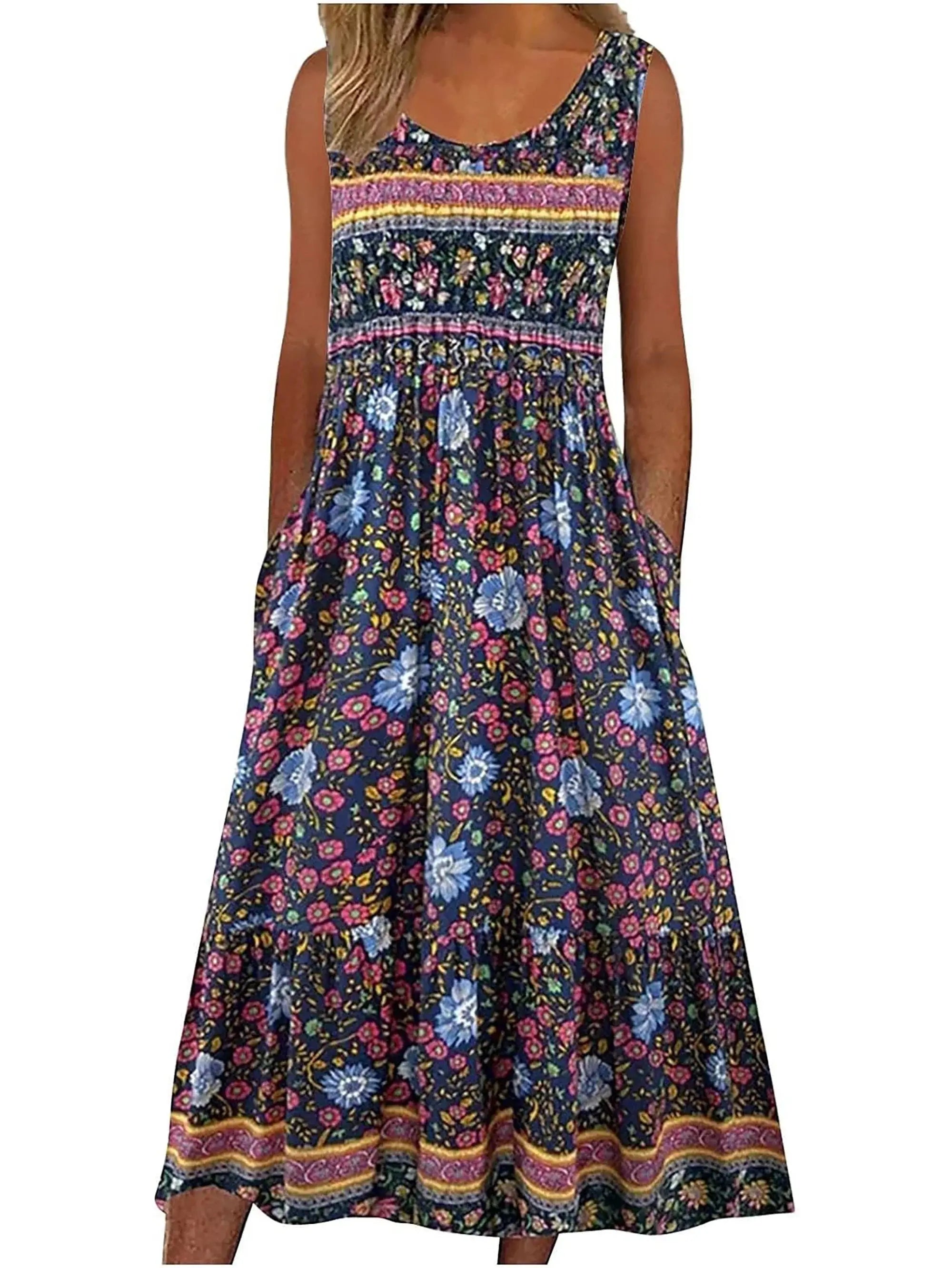 Vestido Estampado com Bolsos Dafne