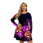 Vestido Estampado com Manga Longa