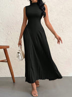 Vestido Feminino Plissado Longo e Justo - Casual e Elegante e Plus Size