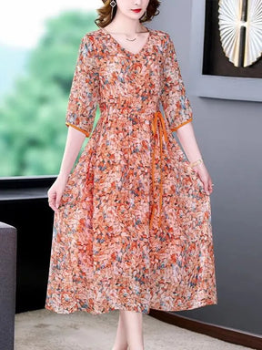 Vestido Floral Anaju em Chiffon -  - HumArraso