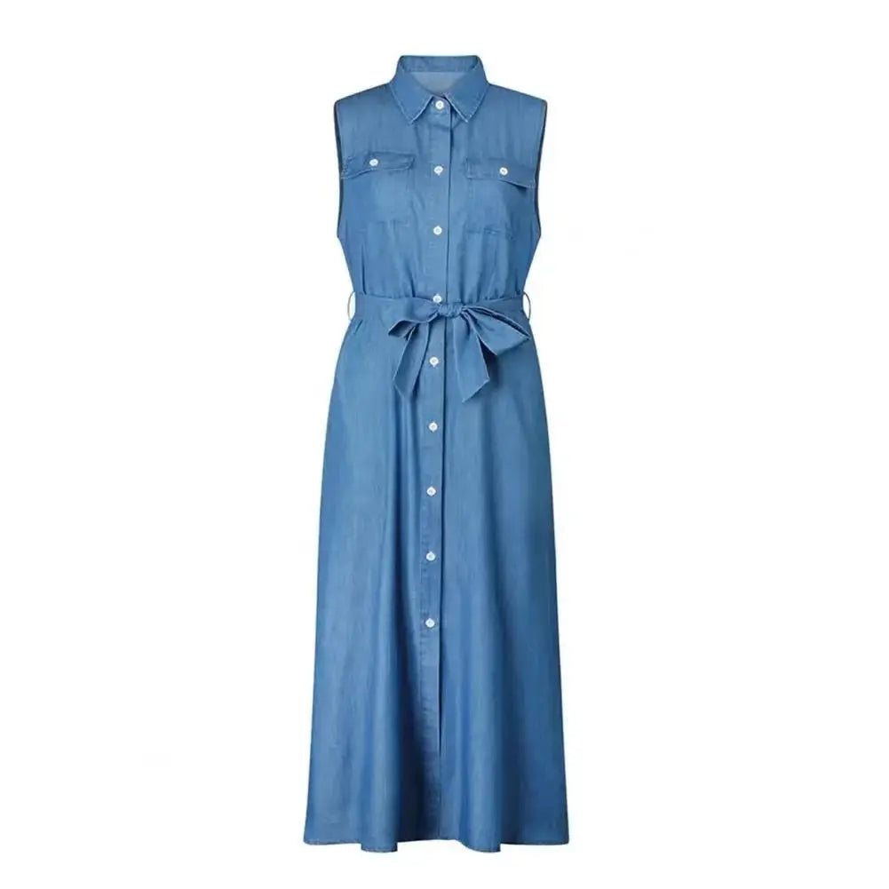 Vestido Jeans Solto sem Mangas - Zarvane -