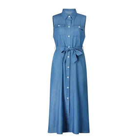 Vestido Jeans Solto sem Mangas - Zarvane -