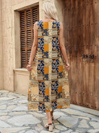 Vestido Longo Estampado com Bolsos - Mariana