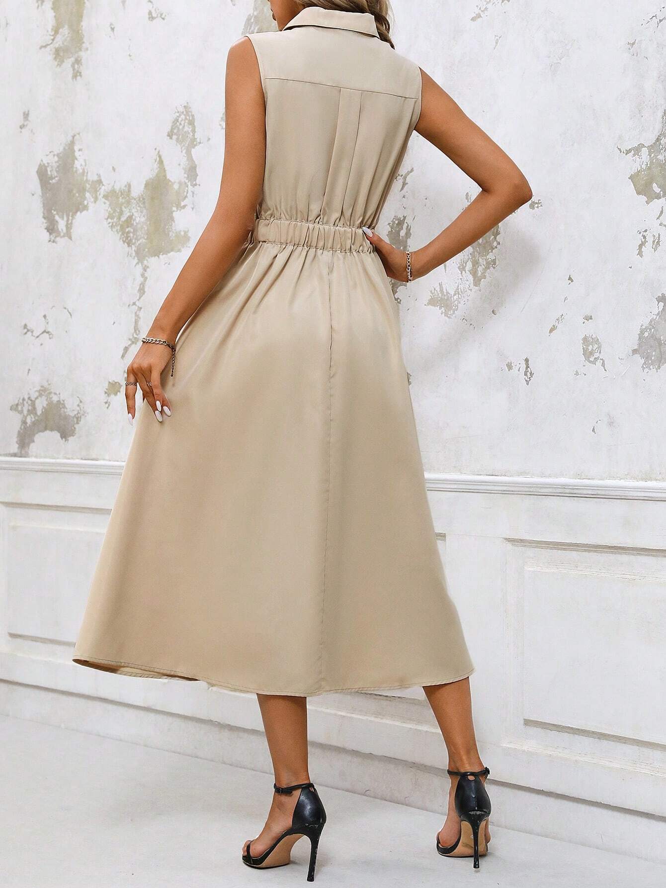 Vestido Longo Casual com Amarração na Cintura - Chemise
