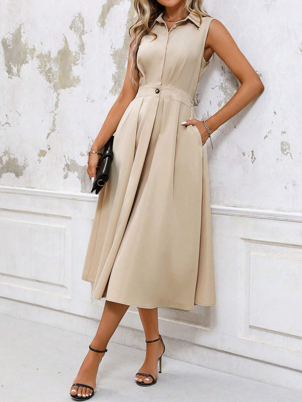Vestido Longo Casual com Amarração na Cintura - Chemise