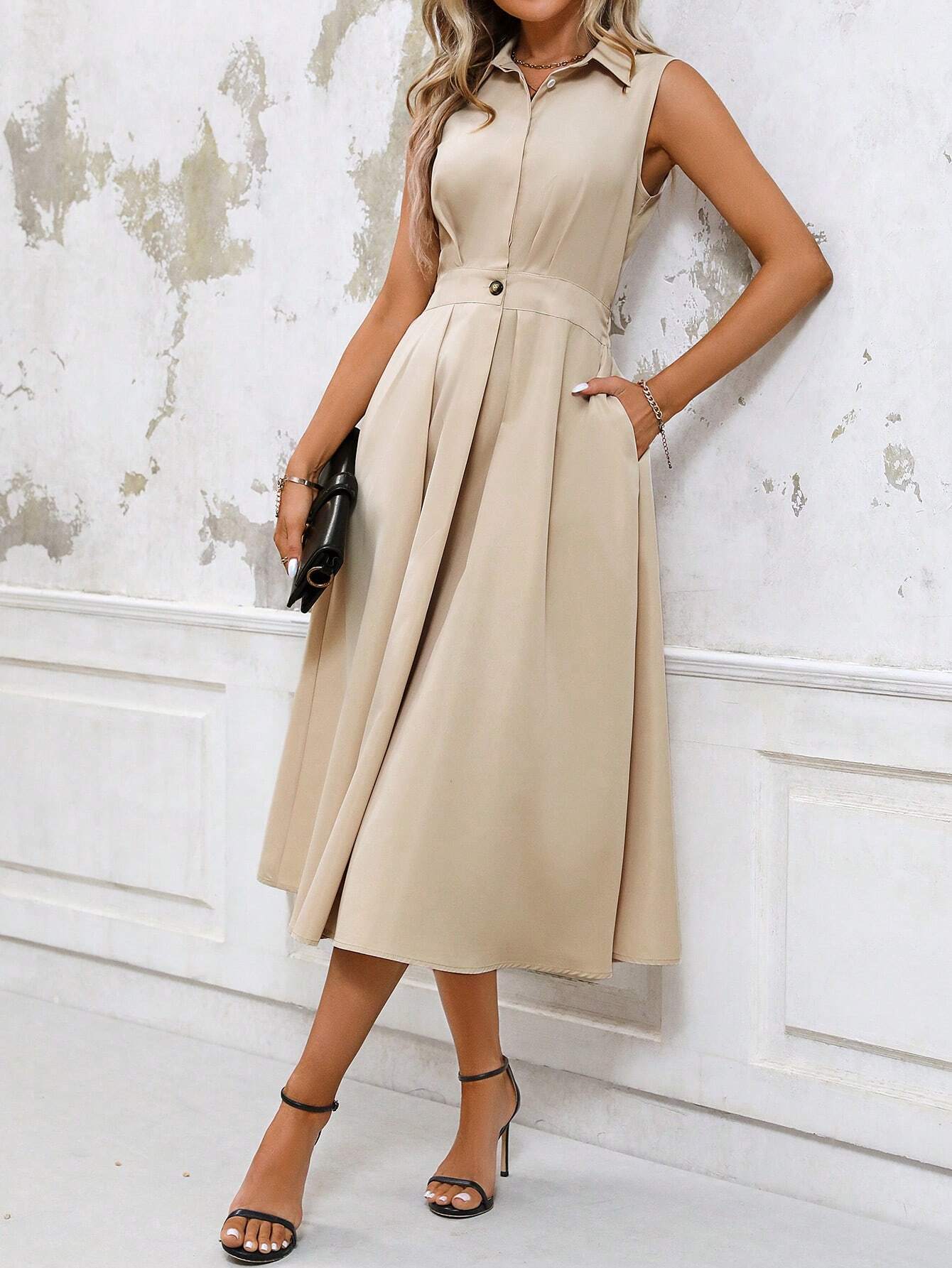Vestido Longo Casual com Amarração na Cintura - Chemise