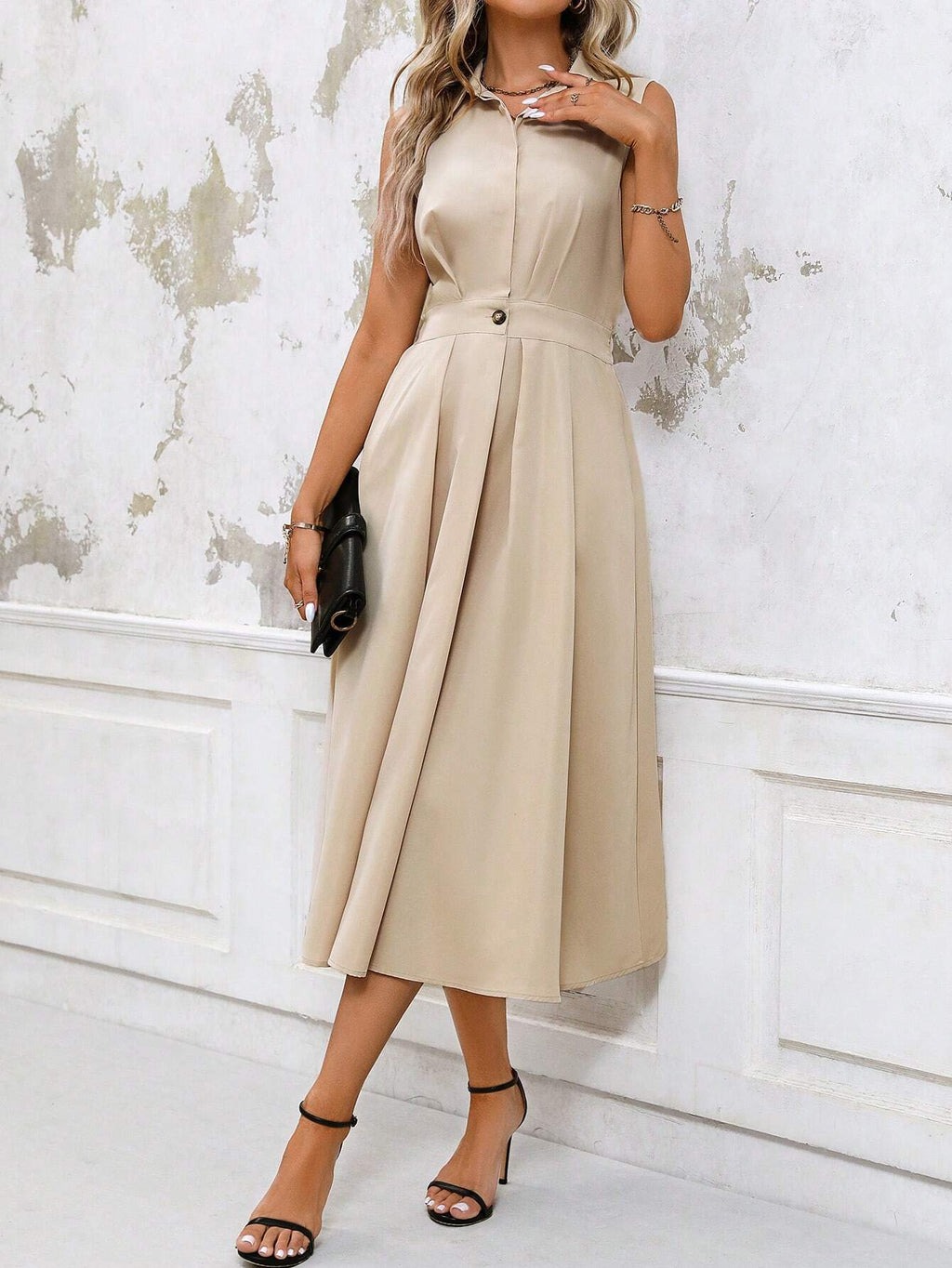 Vestido Longo Casual com Amarração na Cintura - Chemise