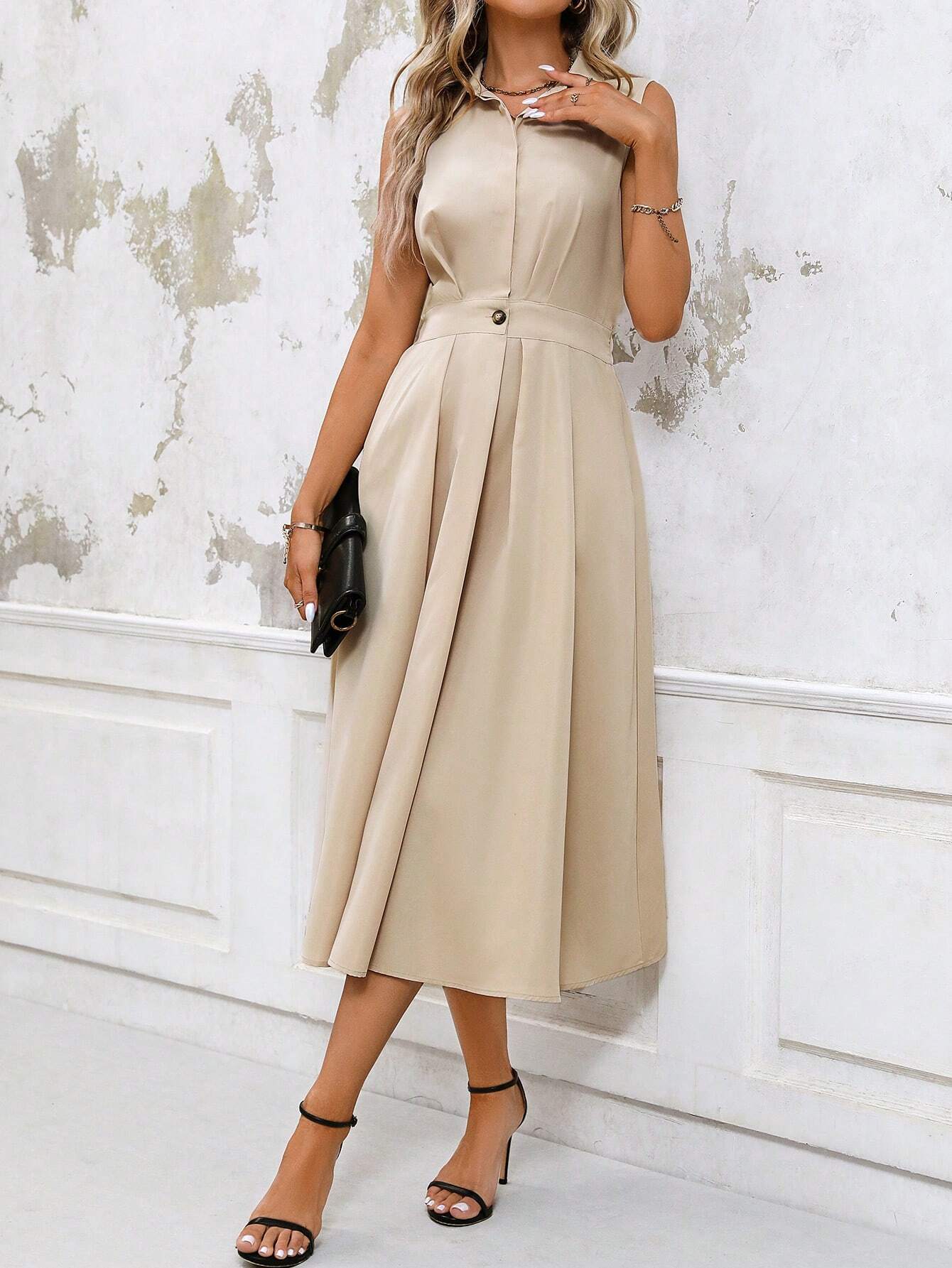 Vestido Longo Casual com Amarração na Cintura - Chemise