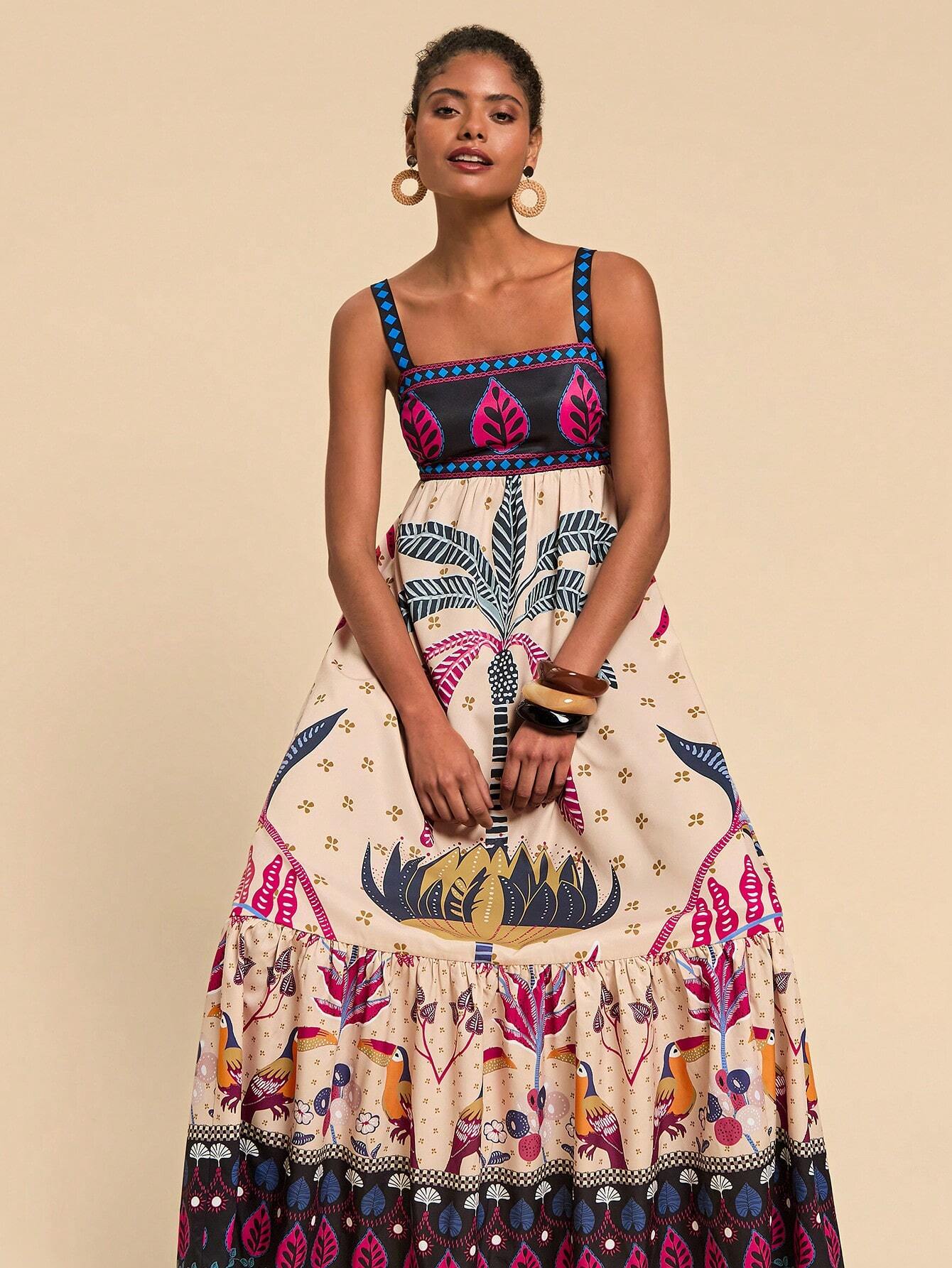 Vestido Longo Elegante de Estampado