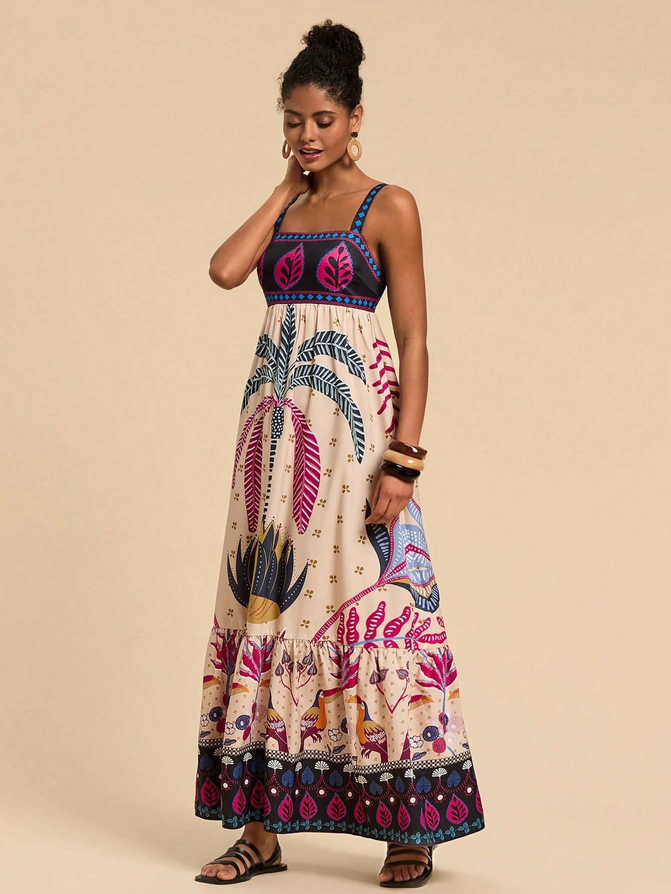 Vestido Longo Elegante de Estampado