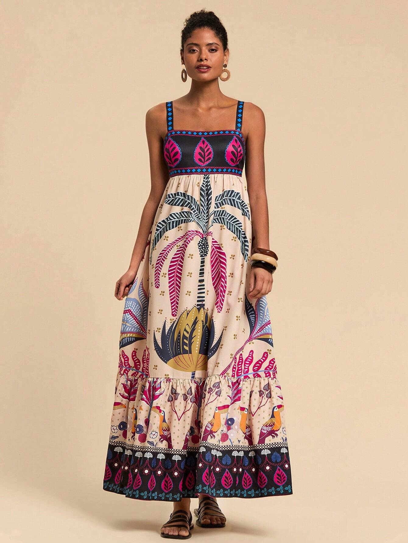 Vestido Longo Elegante de Estampado