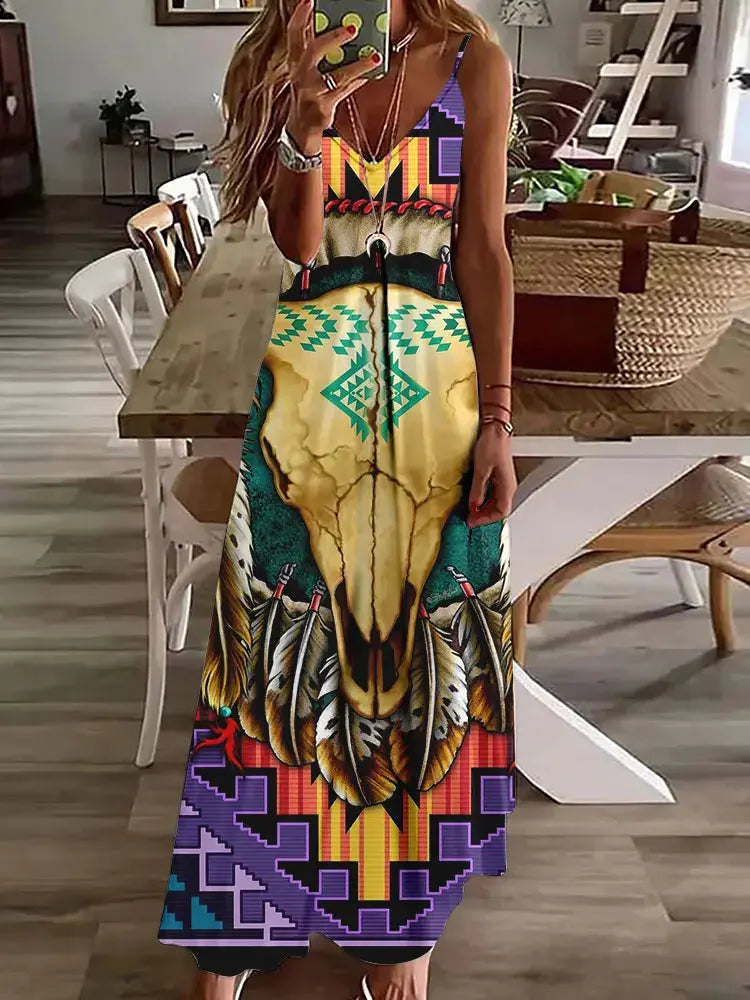 Vestido Longo Estampado Glória
