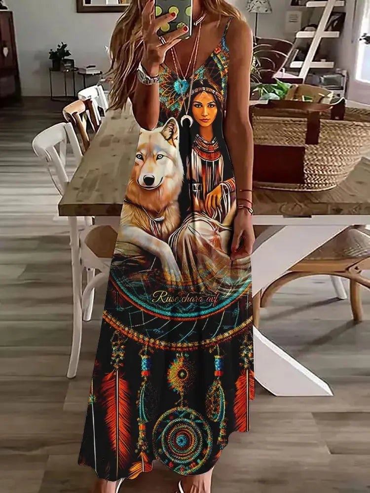 Vestido Longo Estampado Glória
