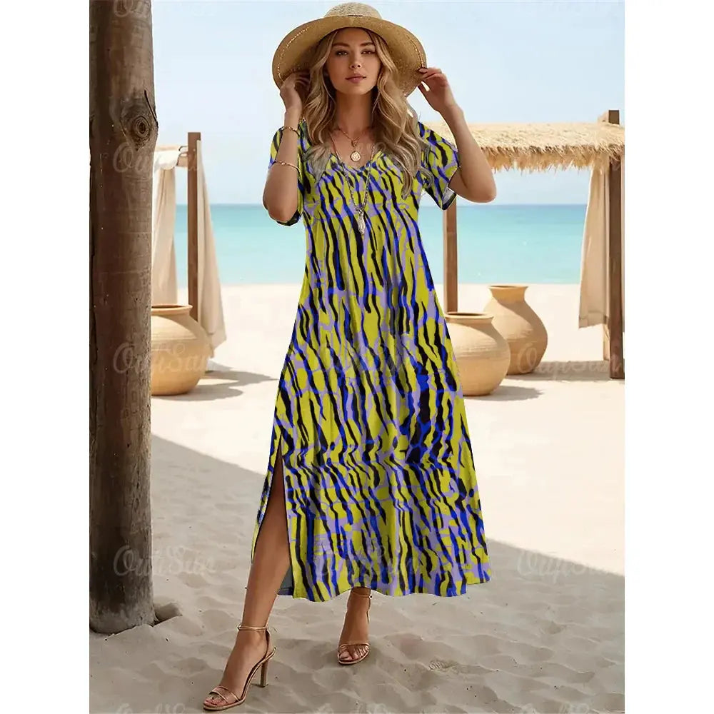 Vestido Longo Estampado Sereia