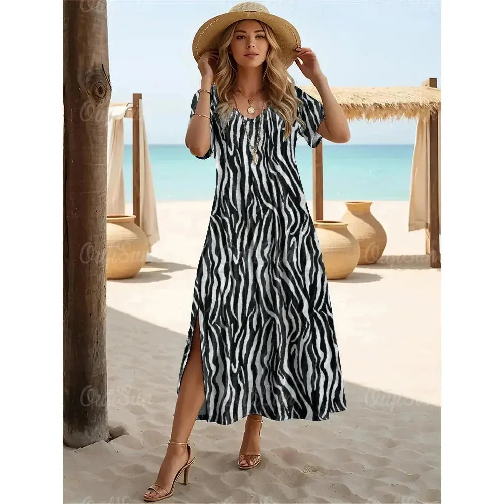 Vestido Longo Estampado Sereia