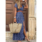 Vestido Longo Estampado com Cinto