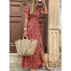 Vestido Longo Estampado com Cinto
