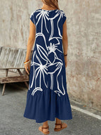 Vestido Longo com Babados e Manga Morcego - Carolina