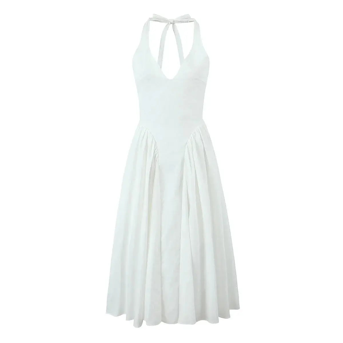 Vestido Longo Sem Costas com Decote em V