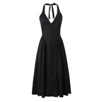 Vestido Longo Sem Costas com Decote em V