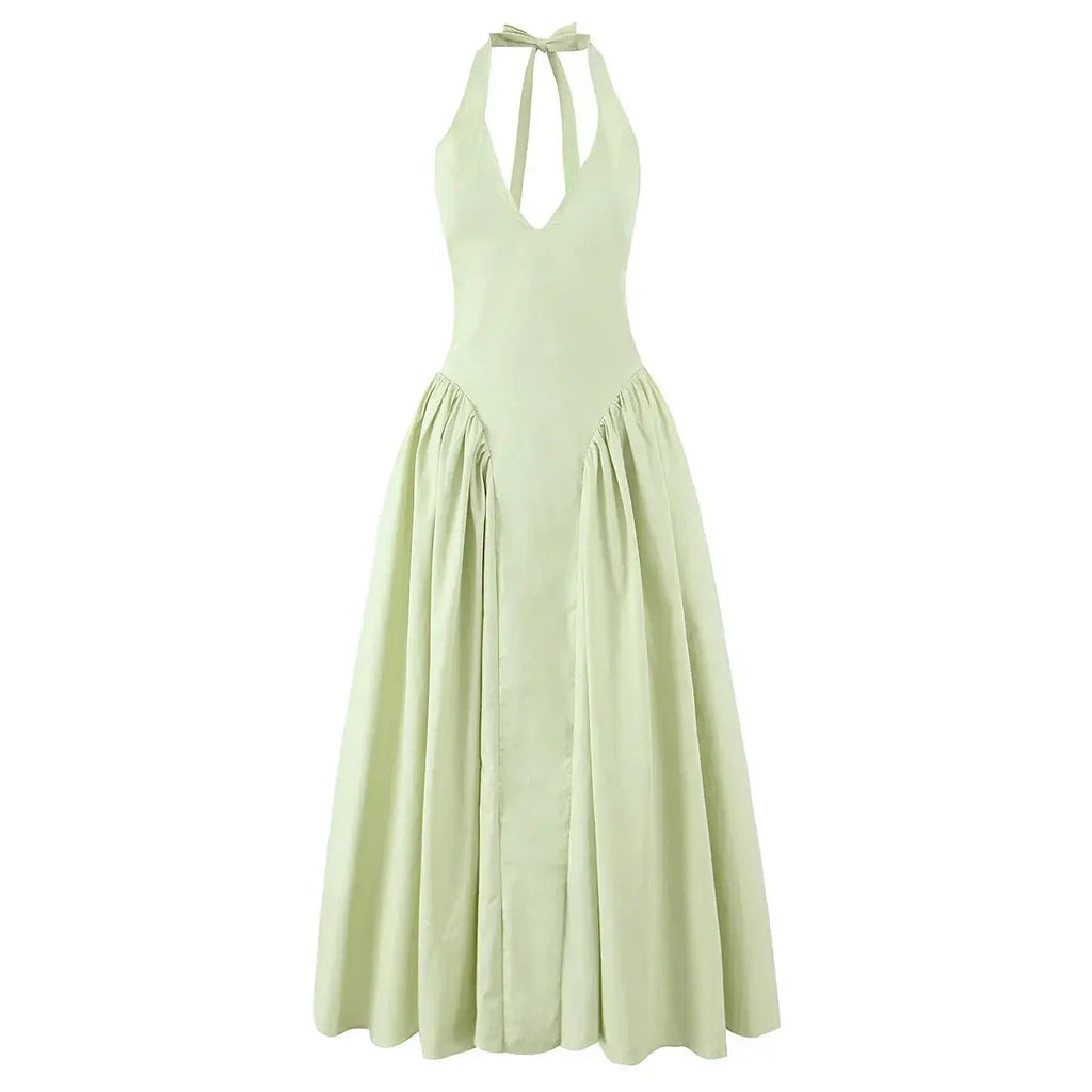 Vestido Longo Sem Costas com Decote em V