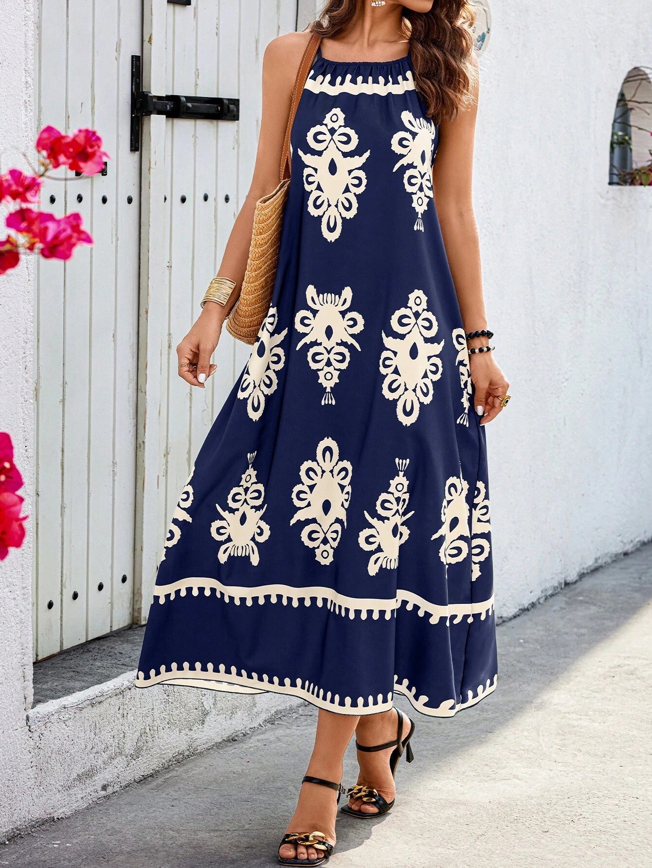 Vestido Longo Solto com Alças Finas - Bianca
