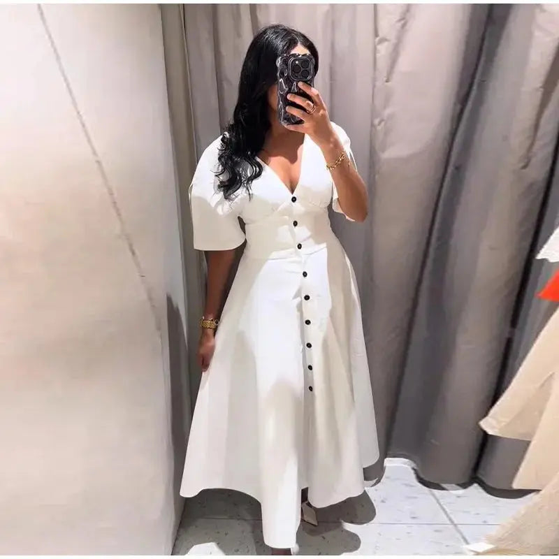 Vestido Longo com Decote em V Érica