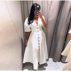 Vestido Longo com Decote em V Érica