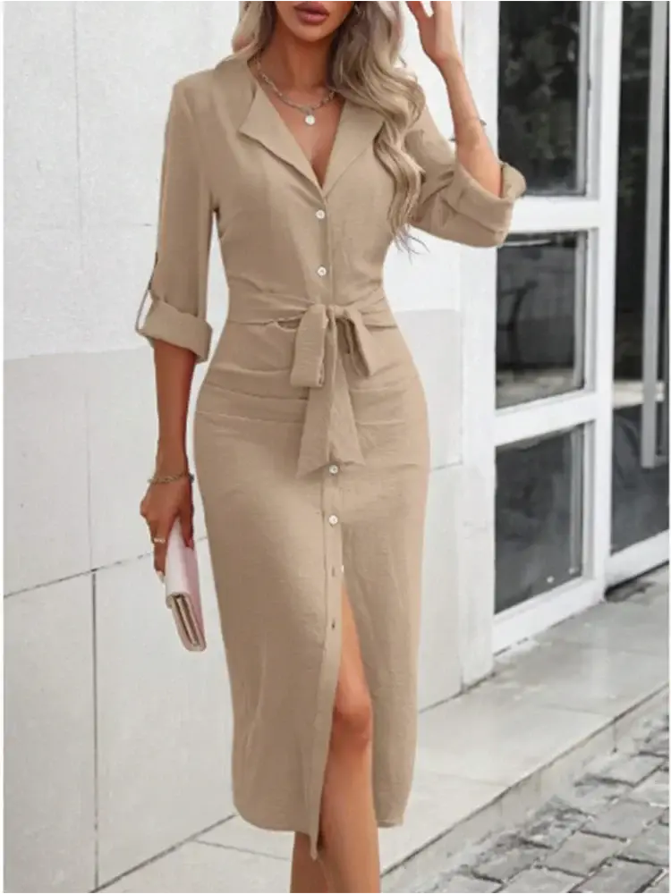 Vestido Longo com Decote em V Flávia