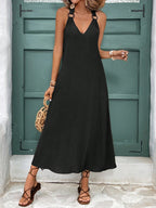 Vestido Feminino Longo com Decote em V