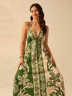 Vestido Longo com Alças Finas e Cintura Alta - Alice