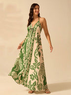 Vestido Longo com Alças Finas e Cintura Alta - Alice