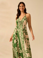 Vestido Longo com Alças Finas e Cintura Alta - Alice
