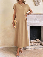 Vestido Longo de Túnica com Manga Morcego