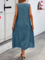Vestido Longo com Decote V e Bainha Cruzada - Helena