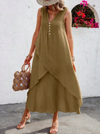 Vestido Longo com Decote V e Bainha Cruzada - Helena