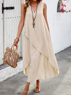 Vestido Longo com Decote V e Bainha Cruzada - Helena