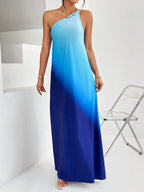 Vestido Maxi Ombro Único com Estampa Degradê