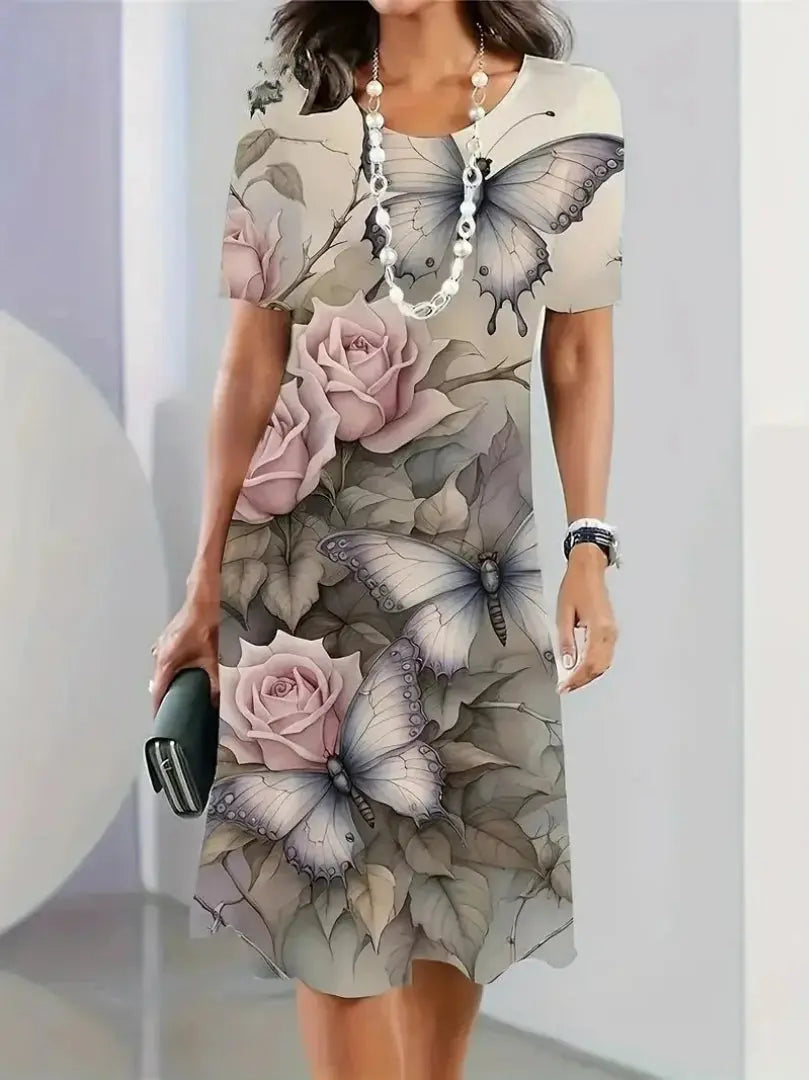 Vestido Midi Estampado Borboletas