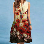 Vestido Midi Estampado Sem Mangas Amélia