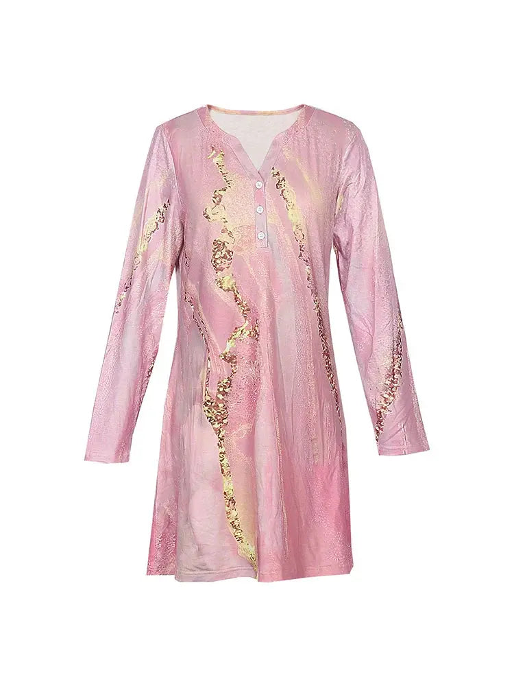 Vestido Midi Rosê Gold com Gola V