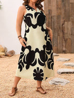 Vestido Longo Plus Size com Decote V Sem Mangas