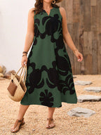 Vestido Longo Plus Size com Decote V Sem Mangas
